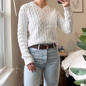 GAP 100% Cotton Cable V-Neck Sweater